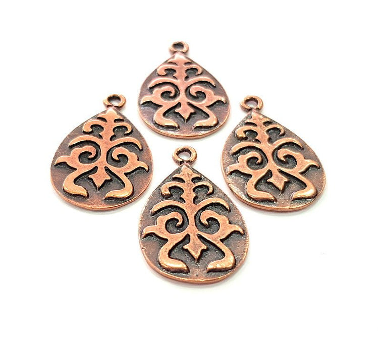 4 Drop Charm Antique Copper Charm Antique Copper Plated Metal (33x20mm) G12367