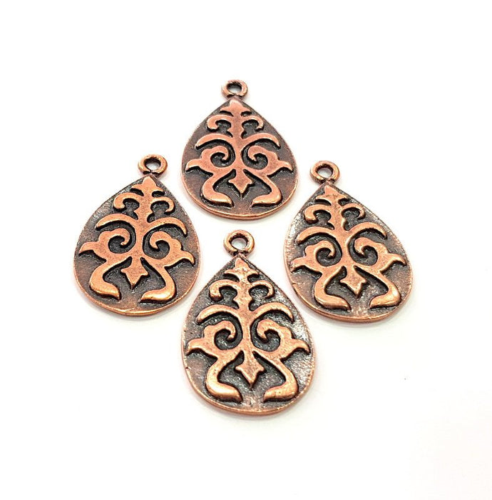 4 Drop Charm Antique Copper Charm Antique Copper Plated Metal (33x20mm) G12367