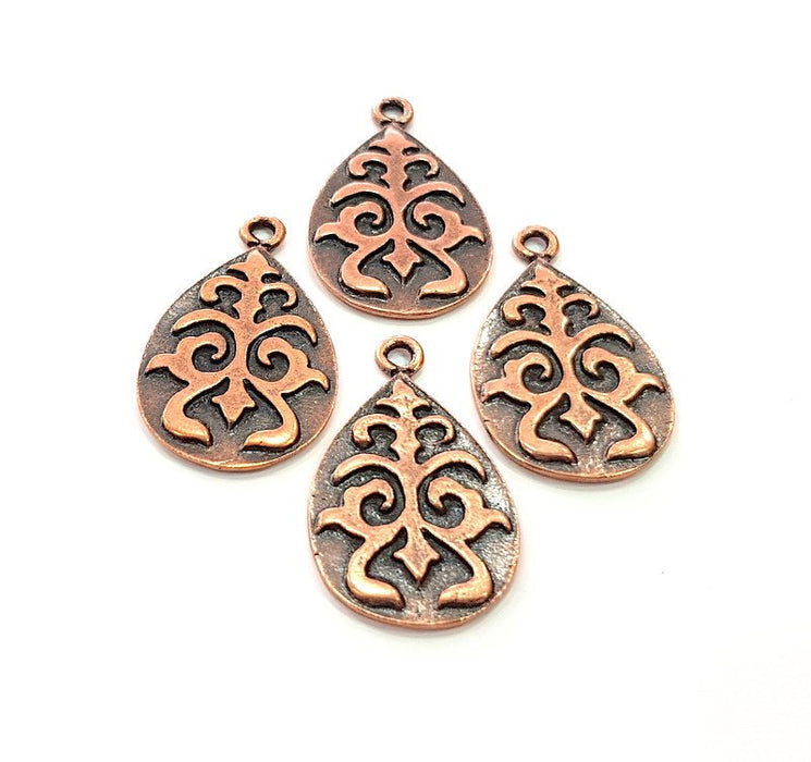 4 Drop Charm Antique Copper Charm Antique Copper Plated Metal (33x20mm) G12367