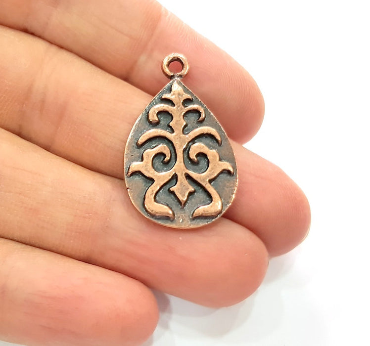 4 Drop Charm Antique Copper Charm Antique Copper Plated Metal (33x20mm) G12367