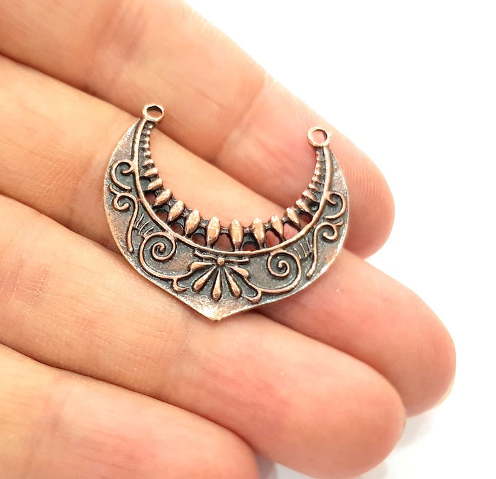 2 Crescent Charm Antique Copper Plated Metal (33x29mm) G12369