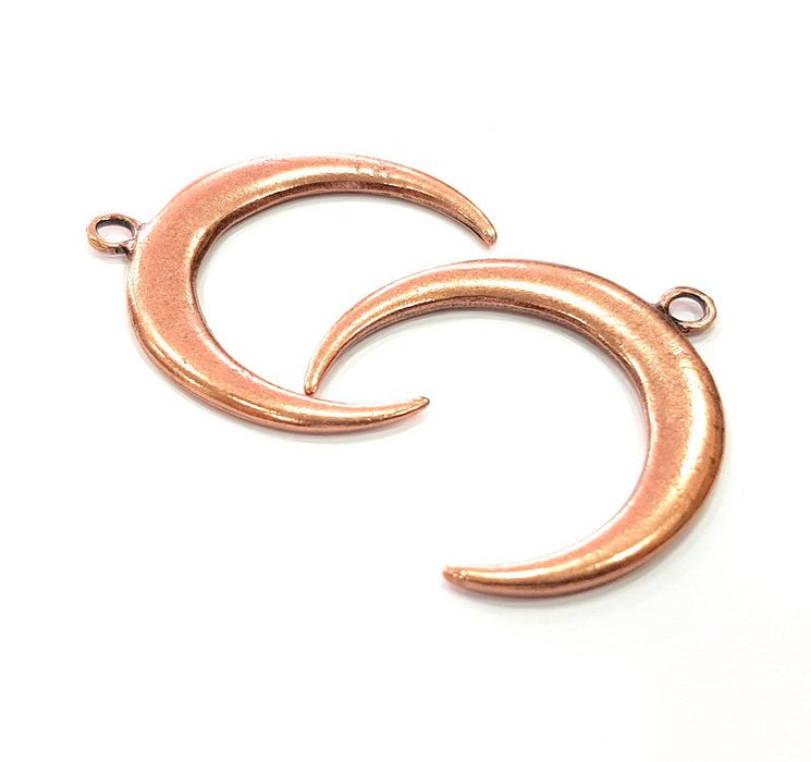 2 Crescent Charm Moon Charm Antique Copper Charm Antique Copper Plated Metal (37mm) G12377