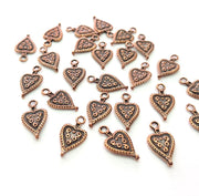 20 Heart Charm Antique Copper Charm Antique Copper Plated Metal (17x9mm) G12378