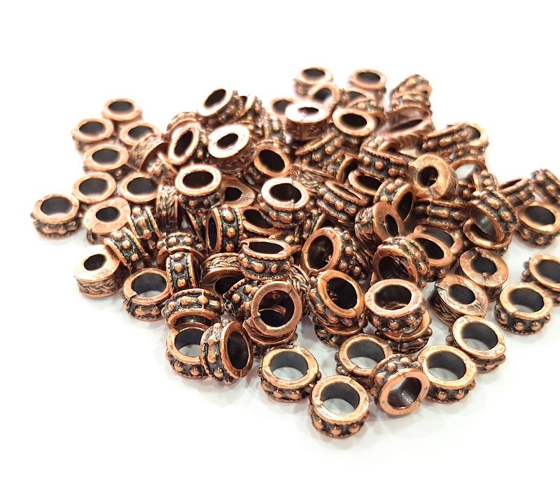 10 Copper Rondelle Beads Antique Copper Beads Antique Copper Plated Metal (8mm) G12379