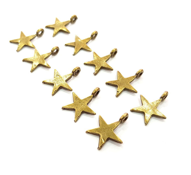 20 Star Charm Antique Bronze Charm Antique Bronze Plated Metal (15x12mm) G12383