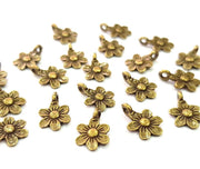 20 Flower Charm Antique Bronze Charm Antique Bronze Plated Metal (10mm) G12384