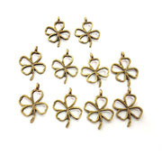 10 Clover Charm Antique Bronze Charm Antique Bronze Plated Metal (25x16mm) G12388