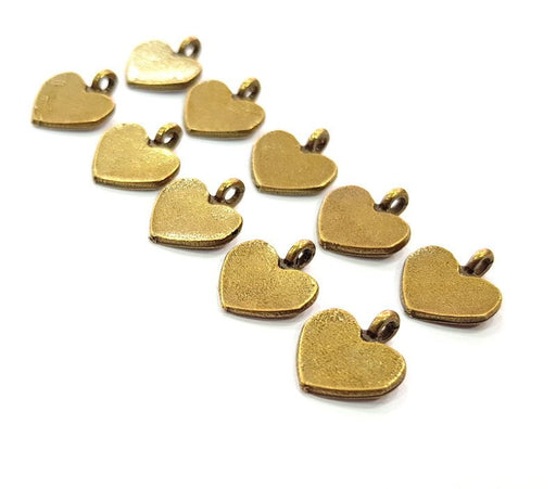 10 Heart Charm Antique Bronze Charm Antique Bronze Plated Metal (14x12mm) G12391