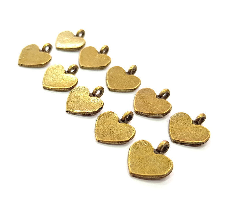 10 Heart Charm Antique Bronze Charm Antique Bronze Plated Metal (14x12mm) G12391