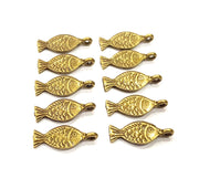 10 Fish Charm Antique Bronze Charm Antique Bronze Plated Metal (21x8mm) G12396