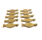 10 Fish Charm Antique Bronze Charm Antique Bronze Plated Metal (21x8mm) G12396