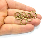 20 Hexagon Connector Findings Antique Bronze Connector Antique Bronze Plated Metal  (13mm) G12399