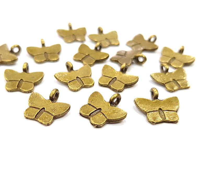 10 Butterfly Charm Antique Bronze Charm Antique Bronze Plated Metal (13mm) G12402
