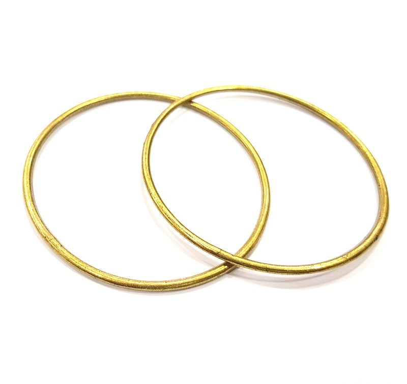 2 Large Circle Connector Antique Bronze Connector Antique Bronze Plated Metal (69mm)  G12404