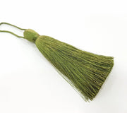 Khaki Green Tassel Large Thick 113 mm - 4.4 inches G12425