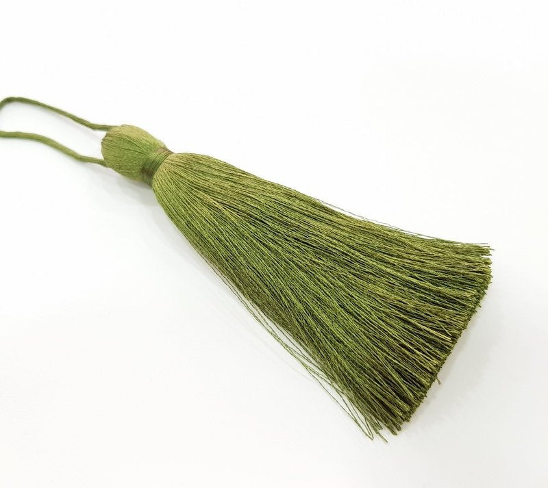 Khaki Green Tassel Large Thick 113 mm - 4.4 inches G12425