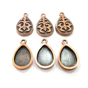6 Copper Pendant Blank Mosaic Base inlay Blank Necklace Blank Resin Mountings Antique Copper Plated Metal ( 14x10 mm drop blank) G11504