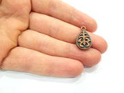 6 Copper Pendant Blank Mosaic Base inlay Blank Necklace Blank Resin Mountings Antique Copper Plated Metal ( 14x10 mm drop blank) G11504