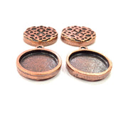 4 Copper Pendant Blank Mosaic Base inlay Blank Necklace Blank Resin Mountings Antique Copper Plated Metal ( 18 mm round blank) G11505