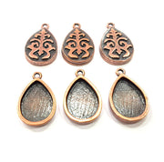 6 Copper Pendant Blank Mosaic Base inlay Blank Necklace Blank Resin Mountings Antique Copper Plated Metal ( 18x13 mm drop blank) G11507