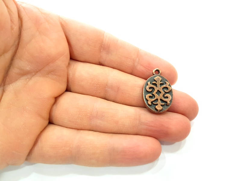 6 Copper Pendant Blank Mosaic Base inlay Blank Necklace Blank Resin Mountings Antique Copper Plated Metal ( 18x13 mm oval blank) G11508