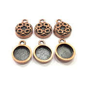 6 Copper Pendant Blank Mosaic Base inlay Blank Necklace Blank Resin Mountings Antique Copper Plated Metal ( 10 mm round blank) G11509