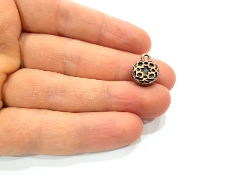 6 Copper Pendant Blank Mosaic Base inlay Blank Necklace Blank Resin Mountings Antique Copper Plated Metal ( 10 mm round blank) G11509
