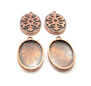 4 Copper Pendant Blank Mosaic Base inlay Blank Necklace Blank Resin Mountings Antique Copper Plated Metal ( 25x18 mm oval blank) G11511