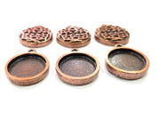 6 Copper Pendant Blank Mosaic Base inlay Blank Necklace Blank Resin Mountings Antique Copper Plated Metal ( 16 mm round blank) G13955