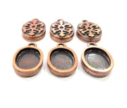 6 Copper Pendant Blank Mosaic Base inlay Blank Necklace Blank Resin Mountings Antique Copper Plated Metal ( 14x10 mm oval blank) G11513
