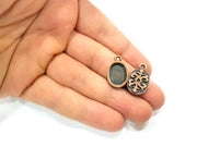 6 Copper Pendant Blank Mosaic Base inlay Blank Necklace Blank Resin Mountings Antique Copper Plated Metal ( 14x10 mm oval blank) G11513