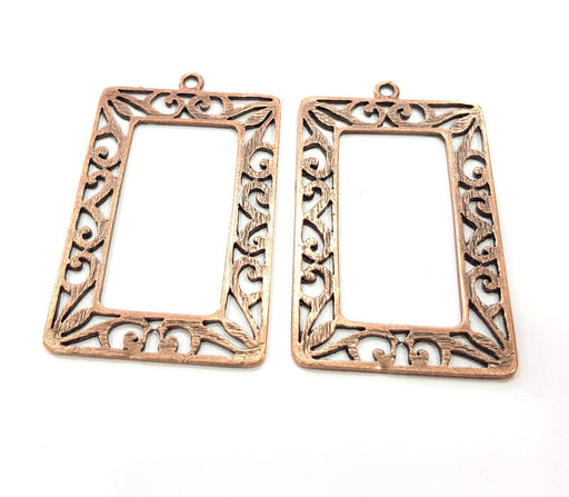 2 Copper Pendant Antique Copper Pendant Antique Copper Plated Metal (58x36mm) G11514