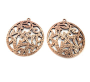 2 Copper Pendant Antique Copper Pendant Antique Copper Plated Metal (36mm) G11518