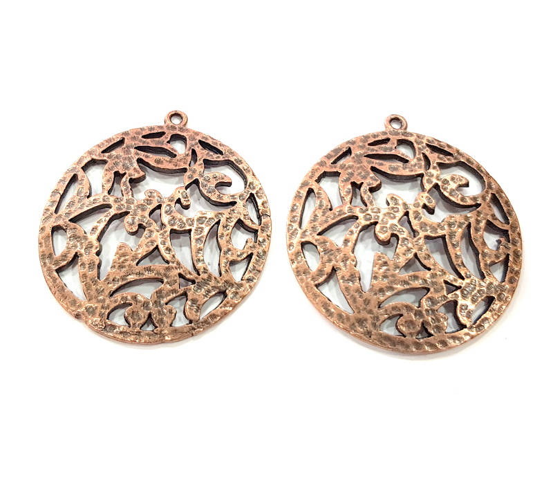 2 Copper Pendant Antique Copper Pendant Antique Copper Plated Metal (36mm) G11518