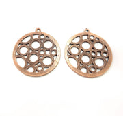 2 Copper Pendant Antique Copper Pendant Antique Copper Plated Metal (35mm) G11521