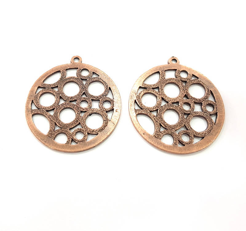 2 Copper Pendant Antique Copper Pendant Antique Copper Plated Metal (35mm) G11521