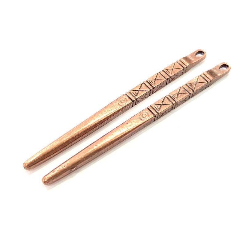 2 Spike Pendant Copper Pendant Antique Copper Pendant Antique Copper Plated Metal (71x4mm) G11528