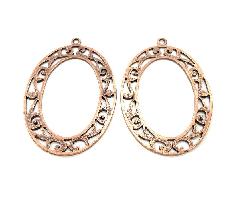 2 Copper Pendant Antique Copper Pendant Antique Copper Plated Metal (61x40mm) G11529