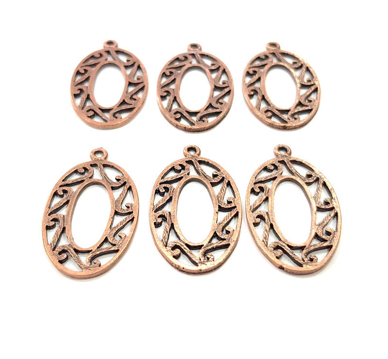 6 Copper Charm Antique Copper Charm Antique Copper Plated Metal (32x18mm) G11530