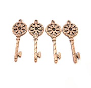 4 Key Charms Copper Charm Antique Copper Charm Antique Copper Plated Metal (43x15mm) G11531