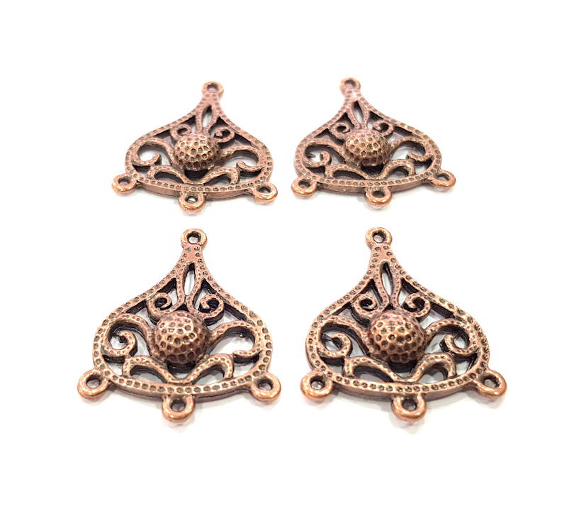 100 Antique Copper Connector Charm Antique Copper Plated Metal (33x25mm) G11533