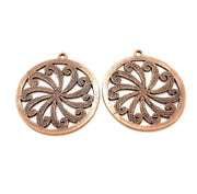 2 Copper Pendant Antique Copper Pendant Antique Copper Plated Metal (35mm) G11536