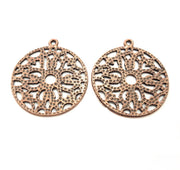 2 Copper Pendant Antique Copper Pendant Antique Copper Plated Metal (38mm) G11537