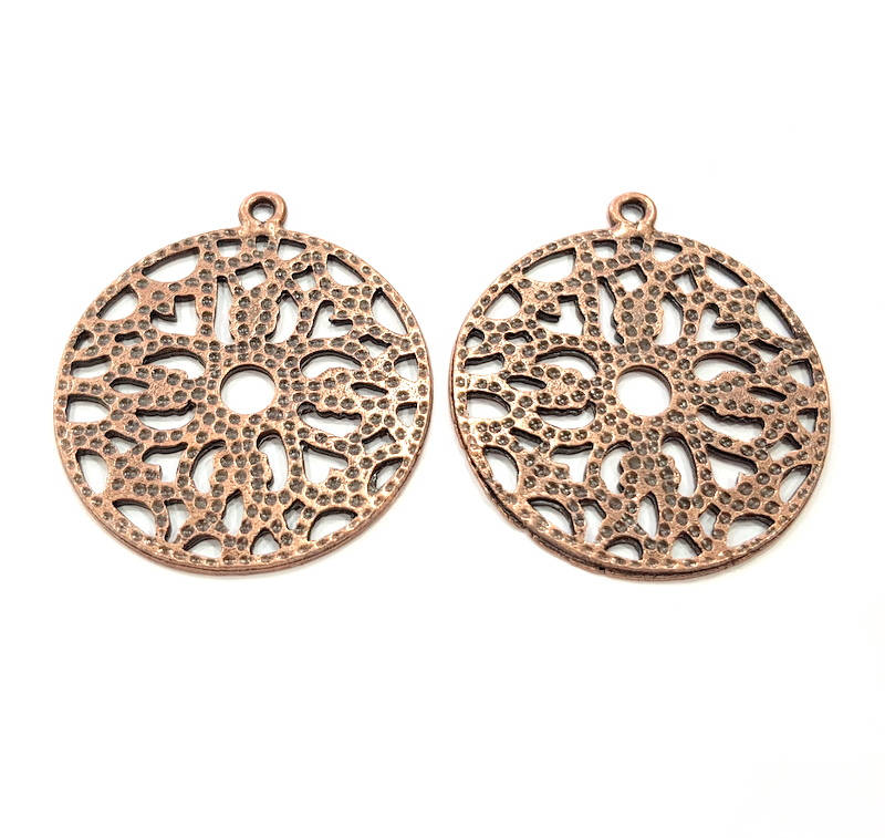 2 Copper Pendant Antique Copper Pendant Antique Copper Plated Metal (38mm) G11537