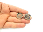 4 Copper Pendant Blank Mosaic Base inlay Blank Necklace Blank Resin Mountings Antique Copper Plated Metal ( 20 mm round blank) G11539