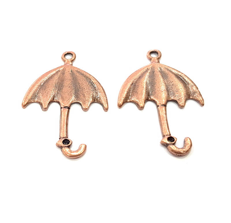 6 Umbrella Charms Copper Charm Antique Copper Charm Antique Copper Plated Metal (35x22mm) G11545