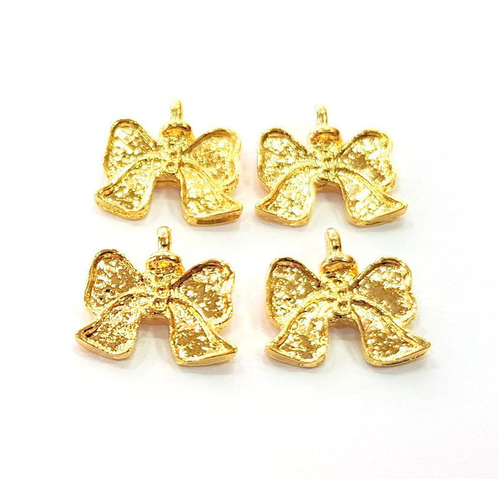 4 Fiyonk Charm Gold Plated Charm Gold Plated Metal (15x15mm)  G12455