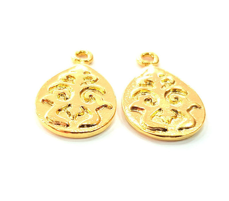 2 Gold Charm Gold Plated Charm Gold Plated Metal (26x15mm)  G12457