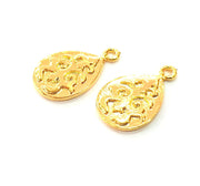 2 Gold Charm Gold Plated Charm Gold Plated Metal (26x15mm)  G12457