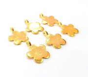 6 Flower  Charm Gold Plated Charm Gold Plated Metal (17x14mm)  G12458
